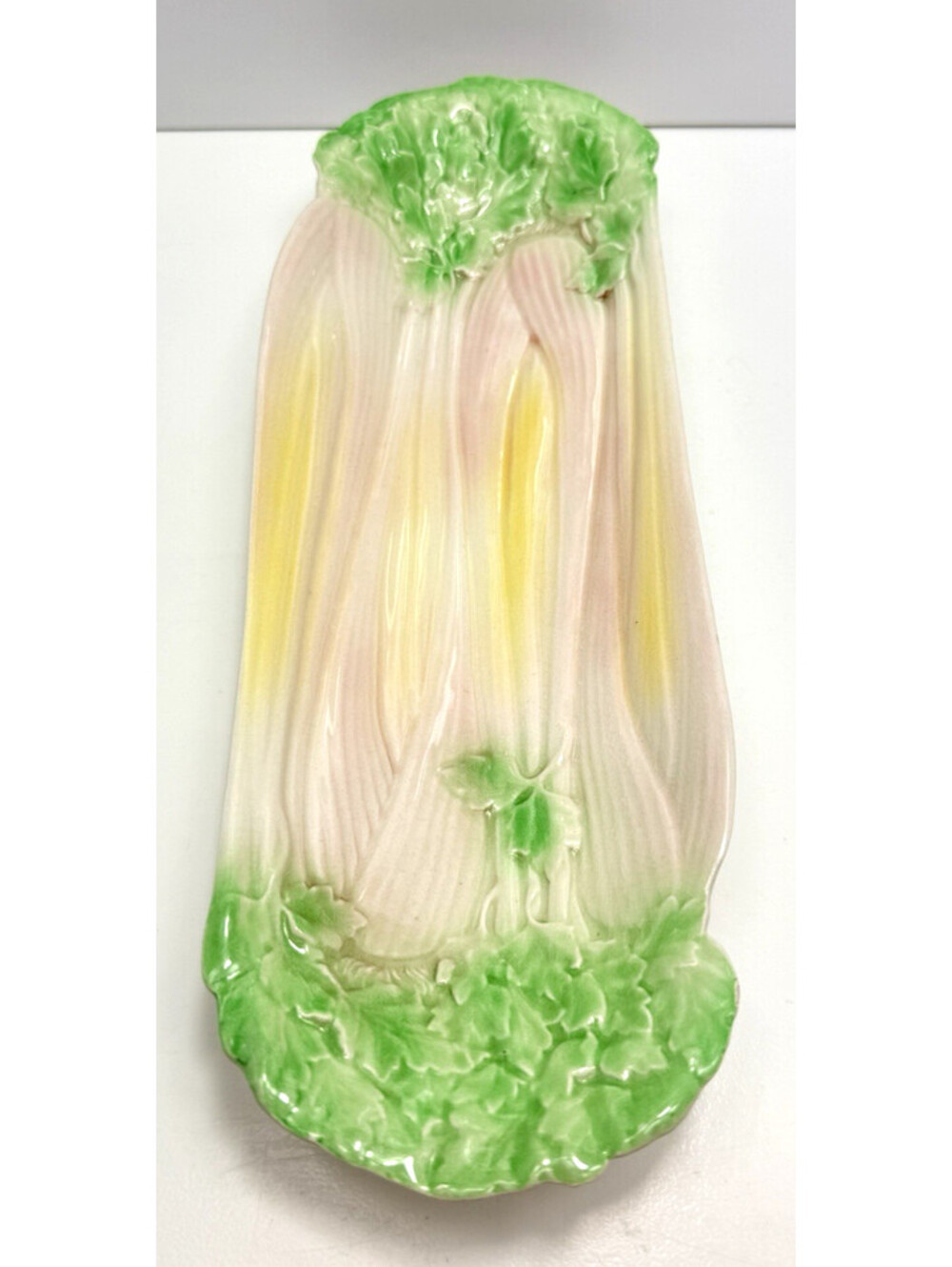 Vtg Green Celery Shaped Plate Serving Platter Royal Winton Grimwades 13.5"L